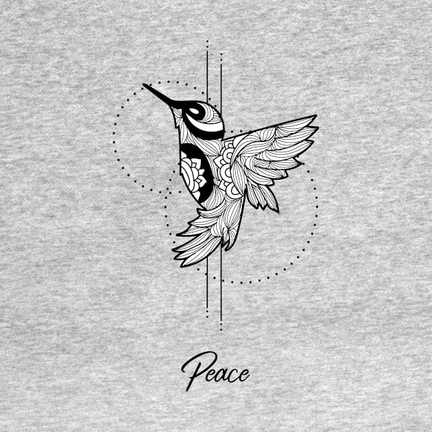 Peace humming bird t-shirt - arty t-shirt by Solum Shirts